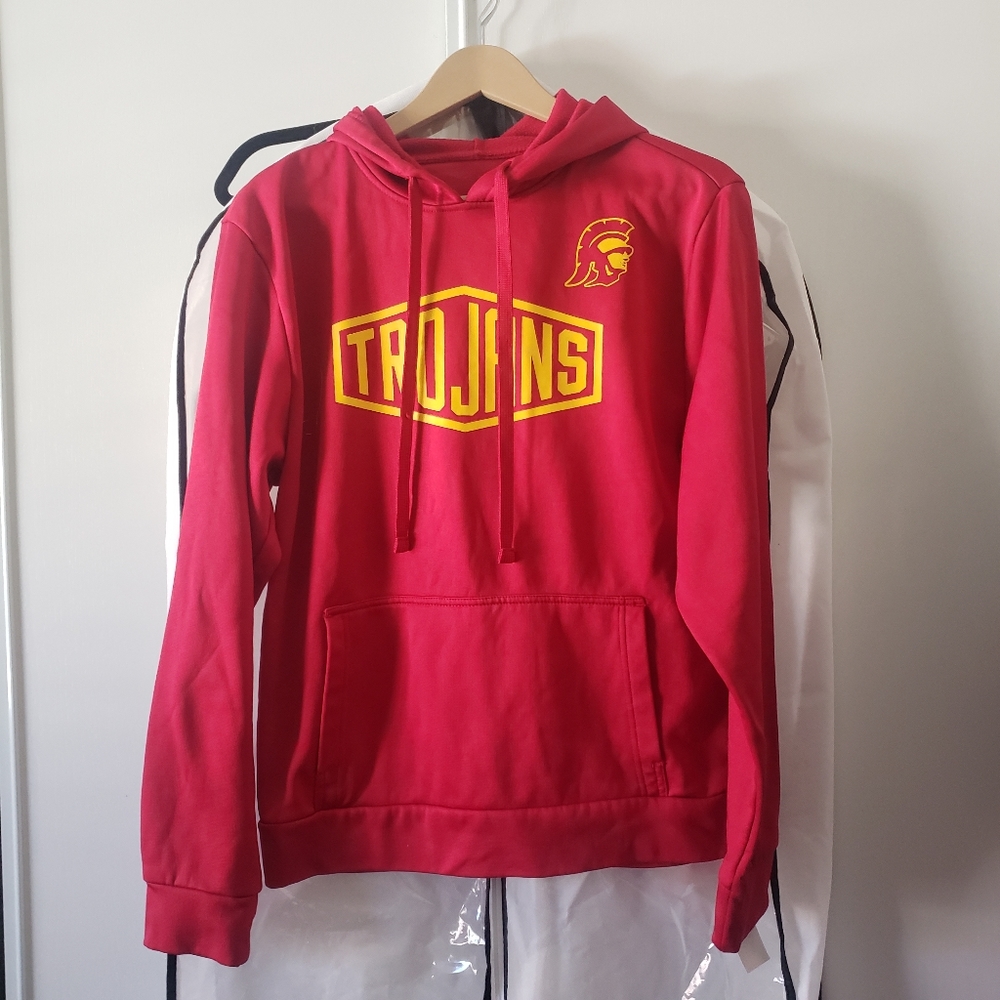 Red SC Trojans authentic apparel Hoody sweatshirt size small.